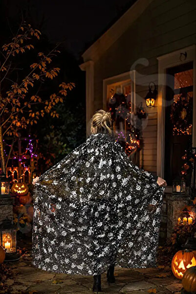 BeySüS Halloween Cadılar Bayramı Pelerin Yetişkin Gümüş