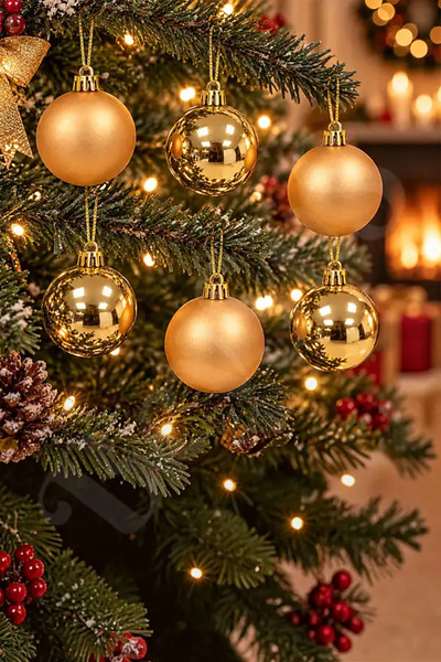 BeySüS Ornament pentru brad de Crăciun Champagne Cici Top 6 bucăți 6 cm