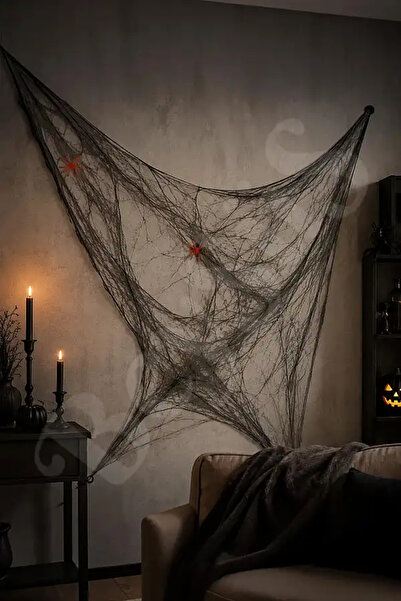 BeySüS Halloween Cadılar Bayramı Siyah Renk Örümcek Ağı Seti