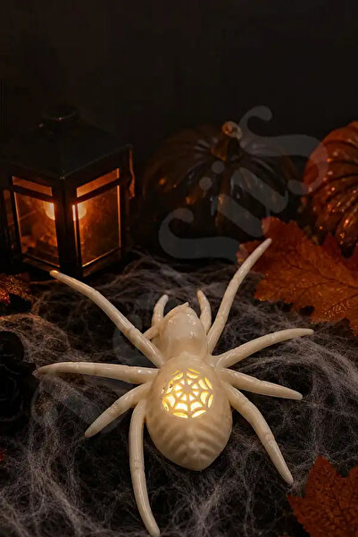 BeySüS Halloween Cadılar Bayramı Işıklı Örümcek Beyaz 17 cm