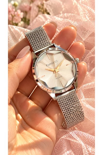 Ferrucci Brand Silver Color Steel Cord Women Wristwatch Bracelet
