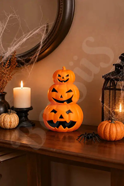 BeySüS Cadılar Bayramı Halloween Balkabağı 3 katmanlı Büyük Işıklı