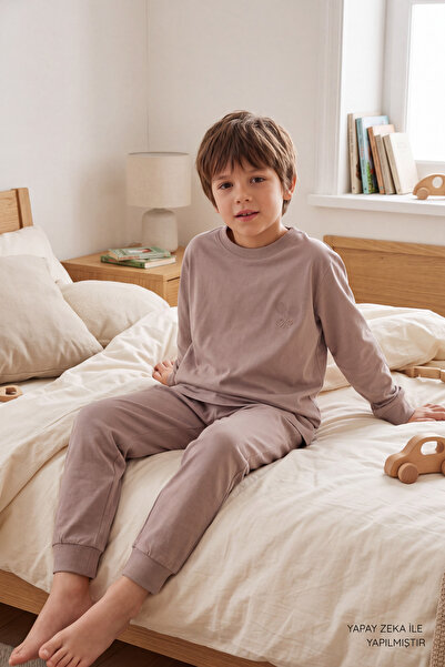 VAUVA Kız Erkek Pijama Takımı Nakışlı İkili Pijama Takımı