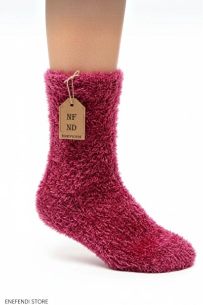 NF ND ENEFENDİ Tüylü Kışlık Termal Çorap Dikişsiz Peluş Şık Rahat Pembe (FUŞY...