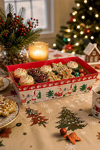 BeySüS Christmas Cardboard Bowl with Snowman and Pine Tree Pattern