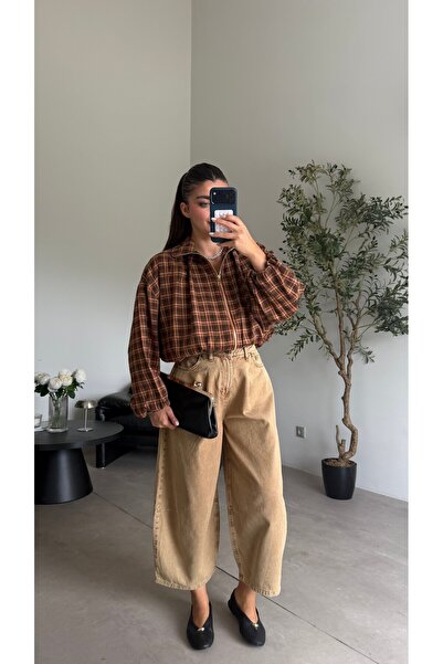 Bade Butik Karamel Vintage Denim Pantolon