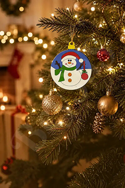 BeySüS Christmas Tree Ornament Wooden Snowman Set of 6