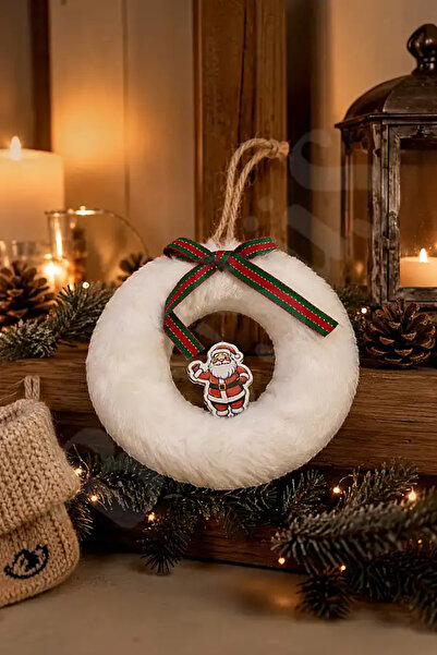 BeySüS Christmas Tree Ornament White Round Hanging Ornament with Santa Claus