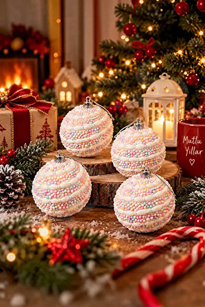 BeySüS Christmas Tree Ornament Colorful Candy Ball Set of 4 6 cm