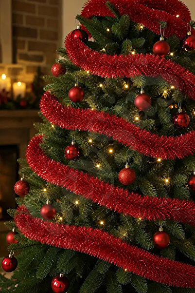 BeySüS New Year's Pine Tree Ornament Glitter 2 m Red