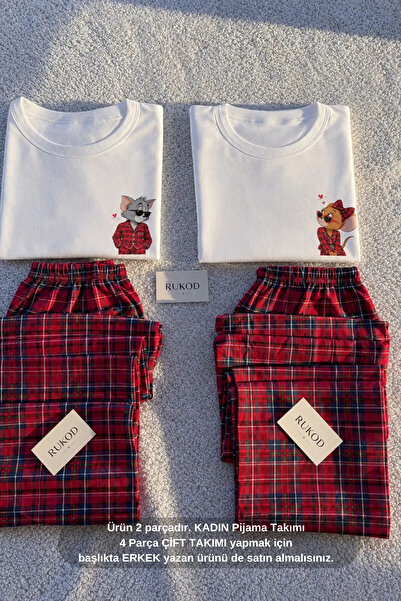 RUKOD KADIN Tekli Farecik Pijama (Çift Pijamasının Kadını)