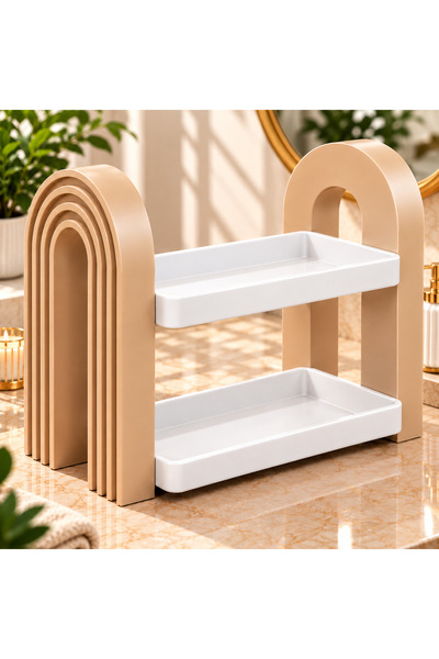 2 Katlı Banyo Düzenleyici Tezgah Üstü Raf Kozmetik Organizer
