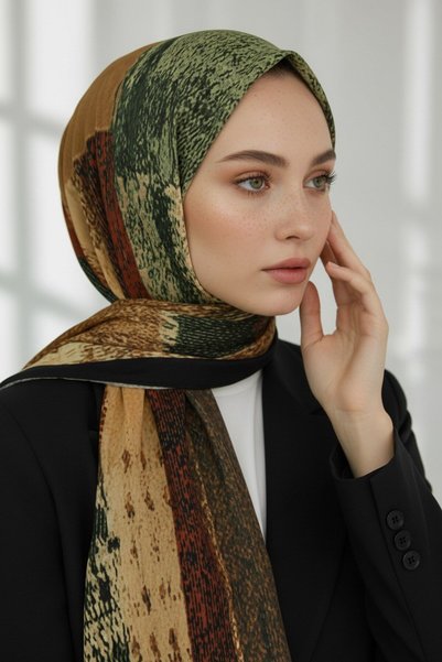 Vissona KREP KAZAYAĞI DESENLİ SİYAH RENKLİ 75X195 KIRIŞMAZ ŞAL
