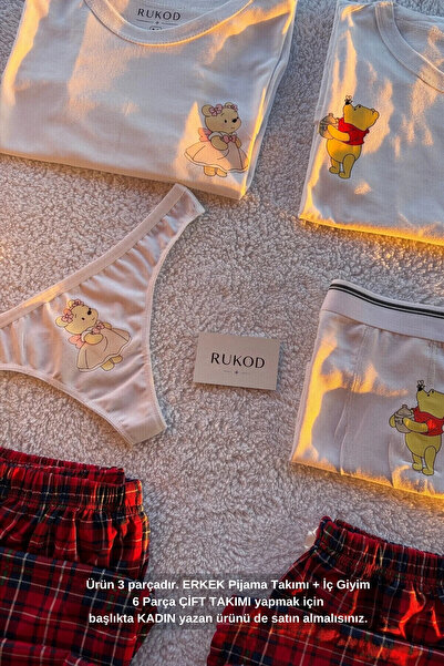 RUKOD ERKEK Tekli Ayıcık Pijama ve İç Giyim Takımı (Çift Pijamasının Erkeği)