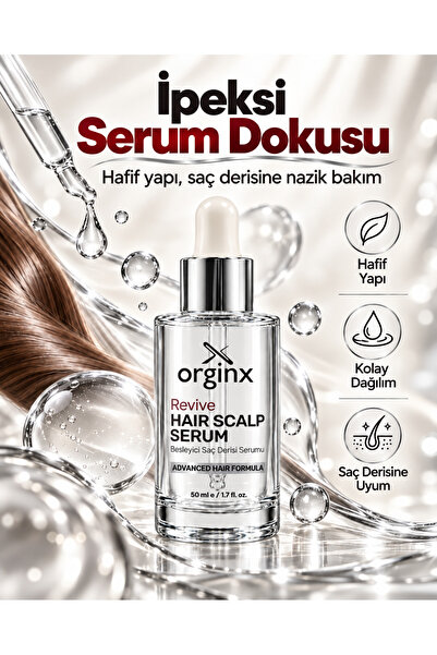 Orginx Revive Hızlı Saç Uzatan & Dökülme Karşıtı Güçlendirici Saç Bakım Serumu 50 ml – Redensyl, Biotin & Kafein