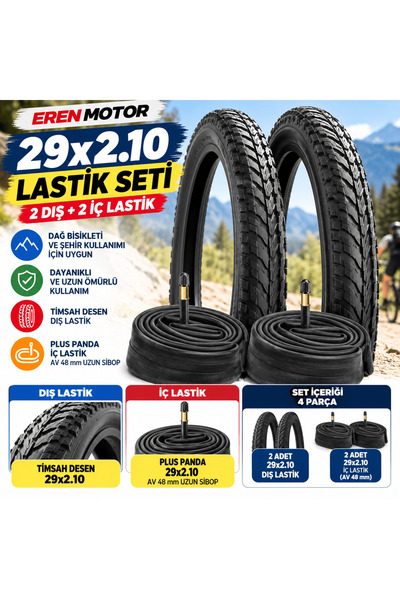 DIAMOND 29x2.10 Lastik Seti Ön/Arka 2 x Timsah Dış Lastik + 2 x Plus Panda İç...