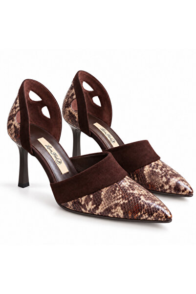 Luxe Heel Ayağınıza Değer Katan Adımlar Kahverengi Yılan Desenli Sivri Burun ...