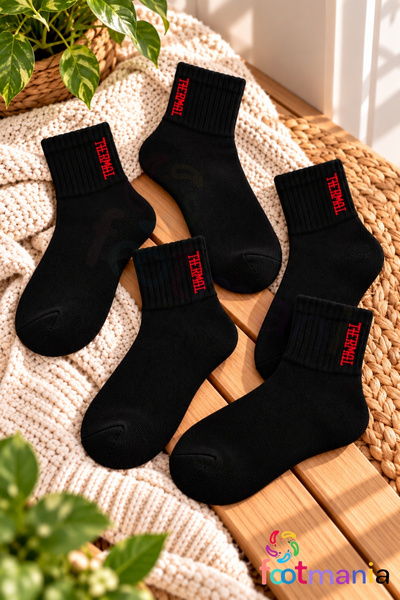 footmania جوارب شتوية سوداء للنساء 5 أزواج