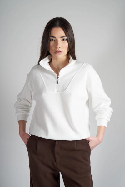 citycenterfashion سويت شيرت نسائي نصف سحابي من التريكو cty-abr-5624