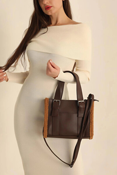 citycenterfashion Geantă de mână și de umăr pentru femei, cu centură de pluș,...