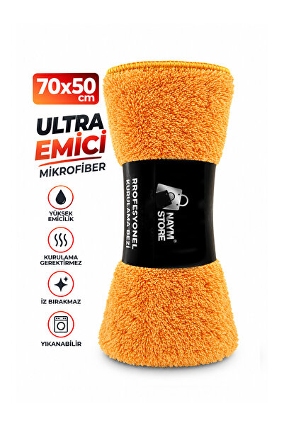 Naym Store “70x50 Cm Süper Emici Çift Taraflı 430 GSM Mikrofiber Oto Kurulama...