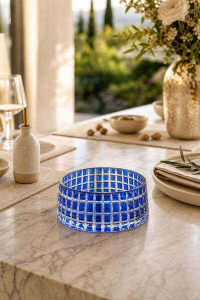 Kristal Market Luxury Cut Crystal Louis Pattern Presentation Bowl Handcrafted