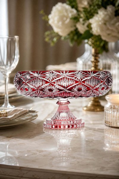 Kristal Market El Yapımı Kristal Avangart Vizyon 28 cm Dekoratif Sunumluk Kase
