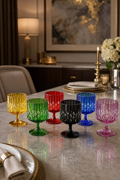 Kristal Market Handmade Crystal Royal Pattern Special Design Glass Set of 6