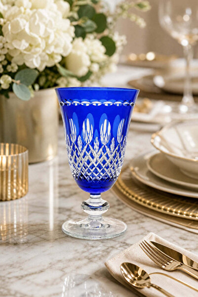 Kristal Market Royal RENKLİ LÜKS AYAKLI Su Meşrubat Bardağı 280ml 1 Adet