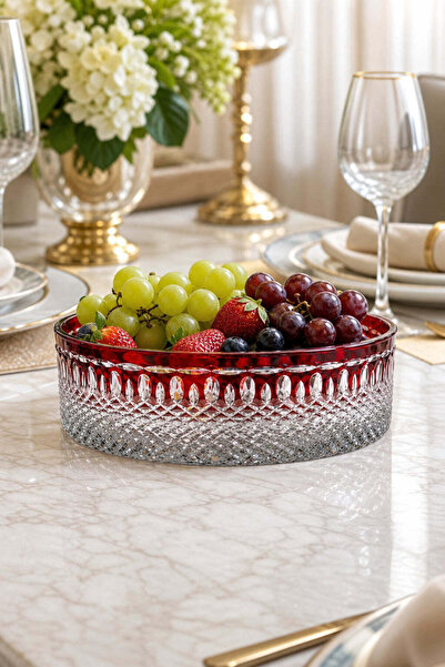 Kristal Market Handcrafted Cut Crystal Royal Pattern Luxury Fruit Bowl Presen...
