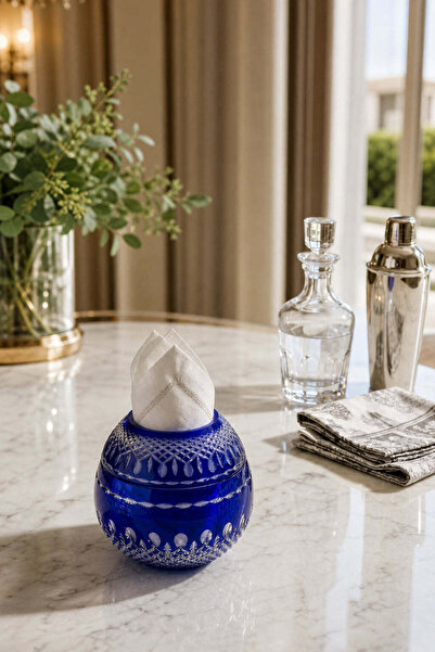 Kristal Market Handcrafted Cut Crystal Grape Pattern Large Lid Napkin Holder ...
