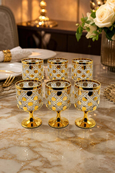 Kristal Market Handmade Cut Crystal Titanium Footed Water Soft Drink