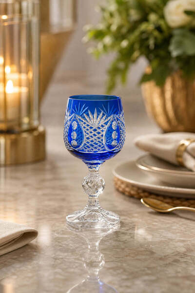 Kristal Market ANANAS DESENLİ KRİSTAL AYAKLI LÜKS BARDAK