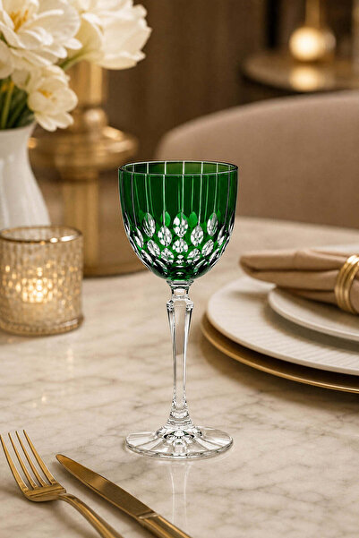 Kristal Market Handmade Drop Cut Crystal Stemmed Goblet 165Cc