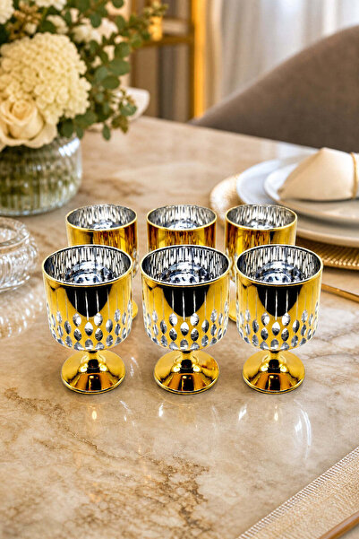 Kristal Market Handmade Cut Crystal Titanium Footed Water Soft Drink