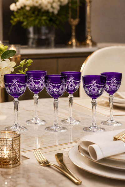 Kristal Market Moon Star Patterned Cut Crystal Glass 165Cc