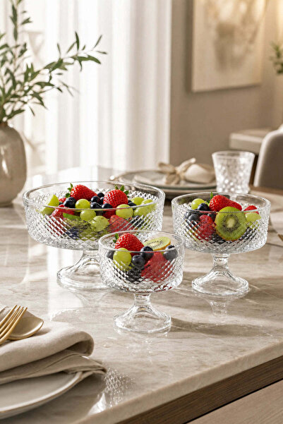 Kristal Market El Yapımı Kristal Karizma Desenli Şeffaf 25-19-16 Cm Dekoratif...