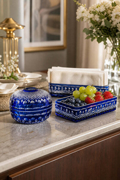 Kristal Market Crystal Decor 2-Piece Baton Bowl Napkin Holder Candle Holder