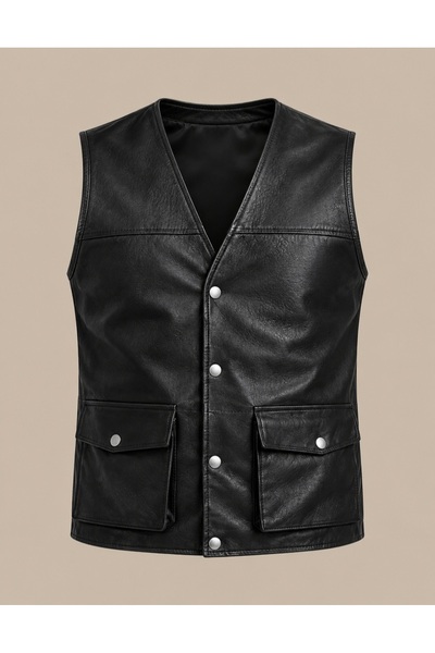 Velmora Leather Hakiki Erkek Deri Yelek