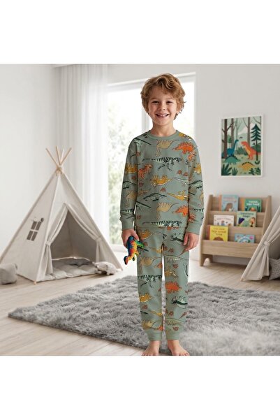 ROSAMİNA Boys' Tropical Animals 100% Cotton Children's Pajamas