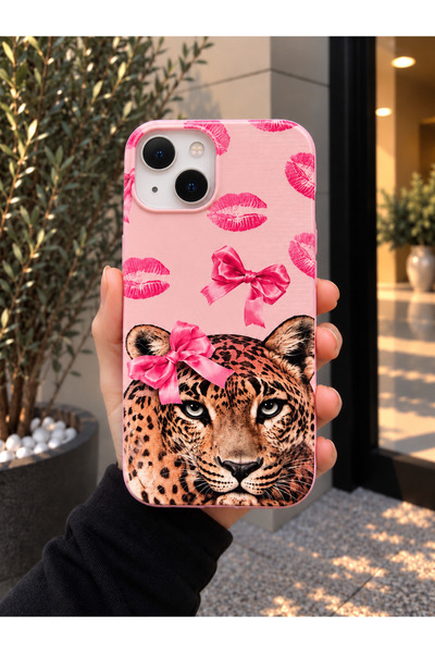 OVADA İphone 13/14/15 Uyumlu Leopar Desenli Silikon Telefon Kılıfı