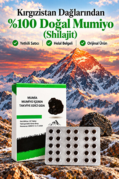 Mumiyo %100 Saf Mumiyo 30'lu Tablet Kırgızistan'dan İthal Shilajit
