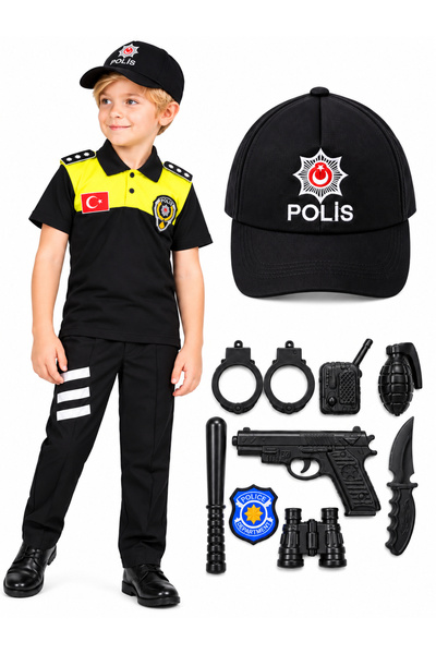 Lizsa Çocuk Polo Yaka Trafik Polis Kostümü Çocuk Polo Yaka Trafik Polis Kıyafeti
