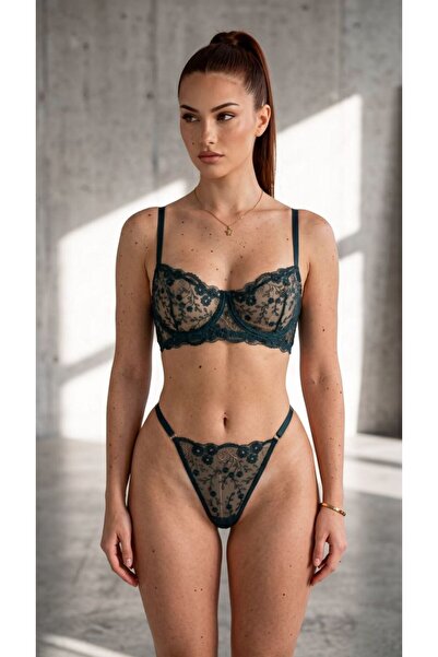 Lorinyo Yeşil Kadın Bralet İç Çamaşır Takımı ( Sütyen & Tanga )