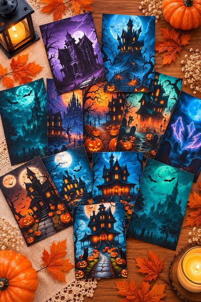 SaHi Craft 12 Adet Hallowen Temalı Scrapbook Kağıtları A5 (20*15) cm Journal/...