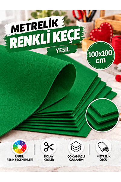 Mode Cool El İşi ve Hediyelik Kullanıma Uygun Yeşil Keçe Kumaş – 160 gr 100x1...