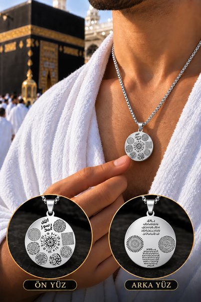 GWOMA Men's and Women's Steel Necklace - 12 Prayer Couple Protective Armor Necklace Celcelütiye, Evil Eye Prayer, Rufai Rose
