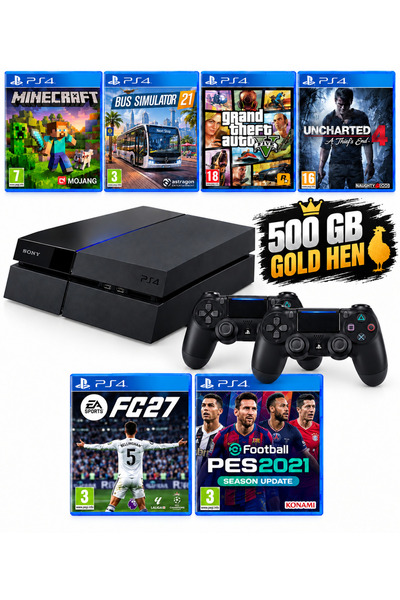 giyotin konsol PS4 500 GB FAT KASA 2 ADET V2 KOL YENİLENMİŞ CİHAZ 12 AY GARAN...