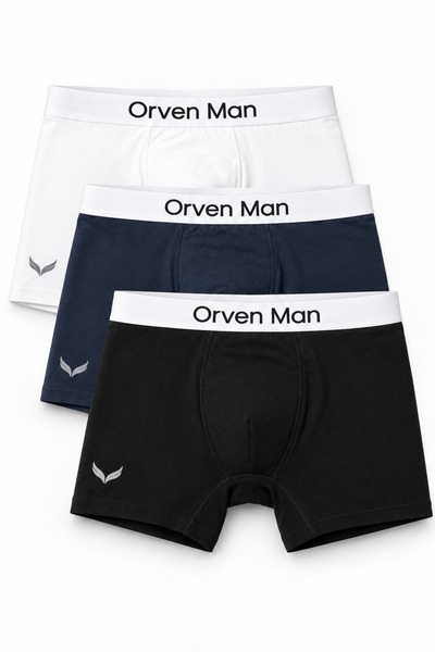 Orven Man Erkek 3’lü Boxer Seti – Premium Pamuk, Rahat Kalıp