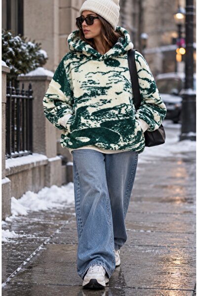 MADAMMERY Unisex Green Gothic Printed Tedy Sweatshirt